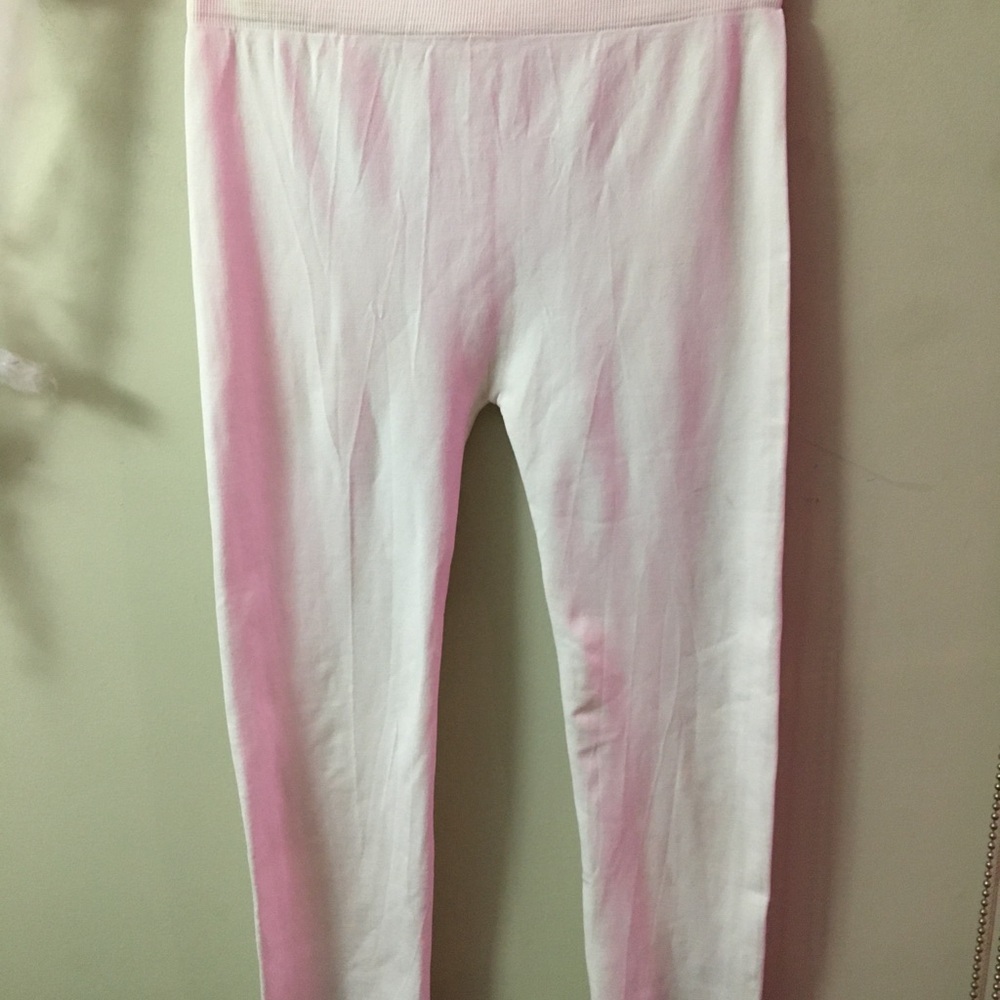 Womens Pink and White Leggings
